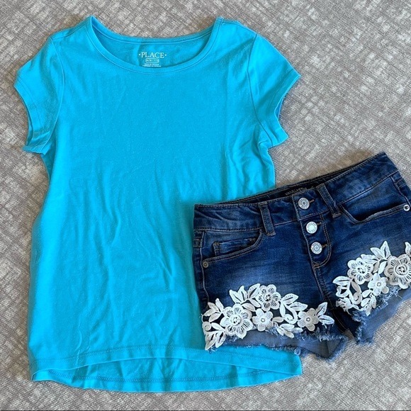 VANILLA STAR denim shorts size 7 CHILDRENS PLACE shirt 7 - Picture 1 of 5